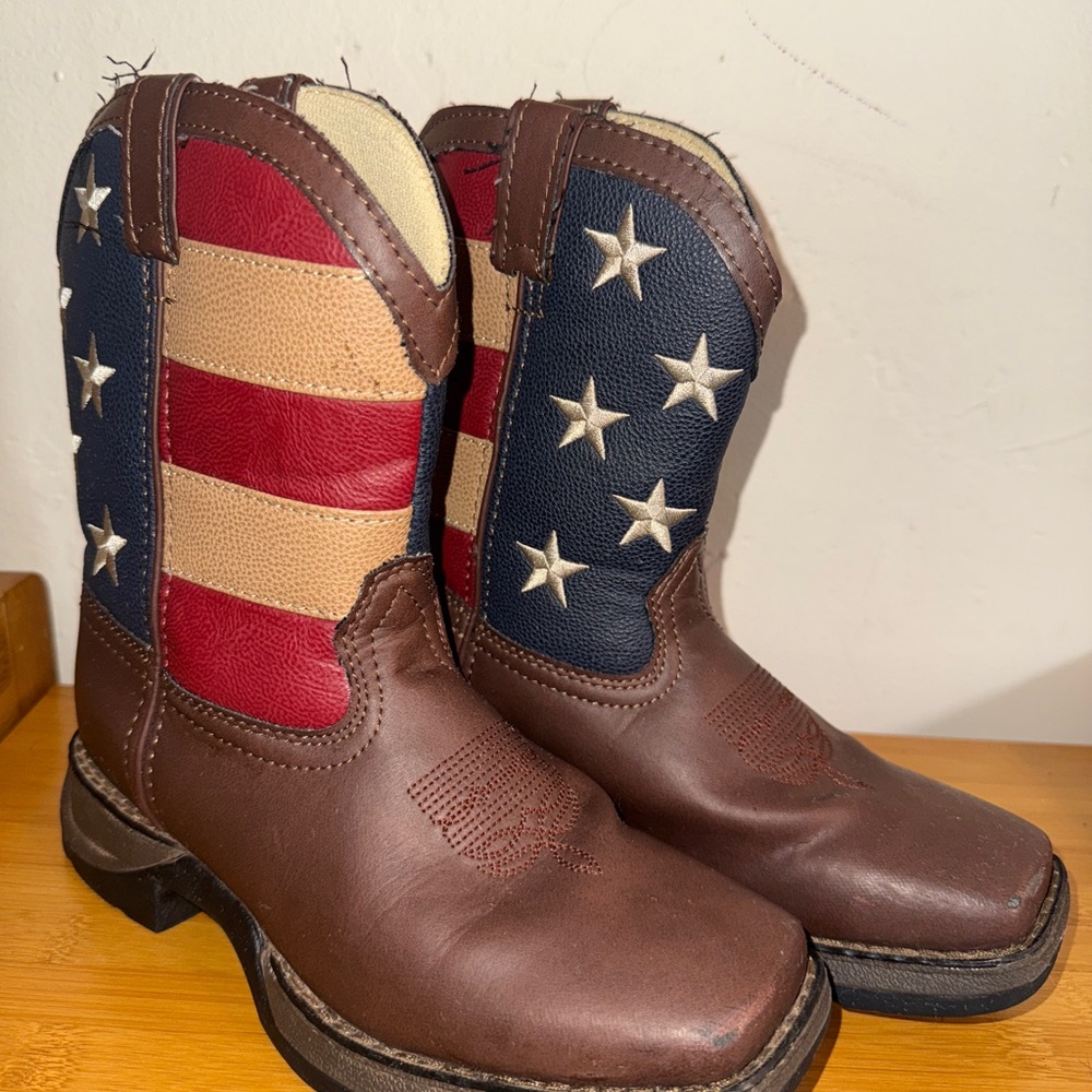 DURANGO BOYS' AMERICAN FLAG WESTERN BOOTS - SQUARE TOE